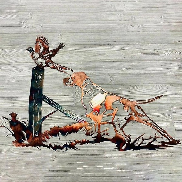Metall veggkunst dekor hul hund fugleskulptur hengende til stue soverom