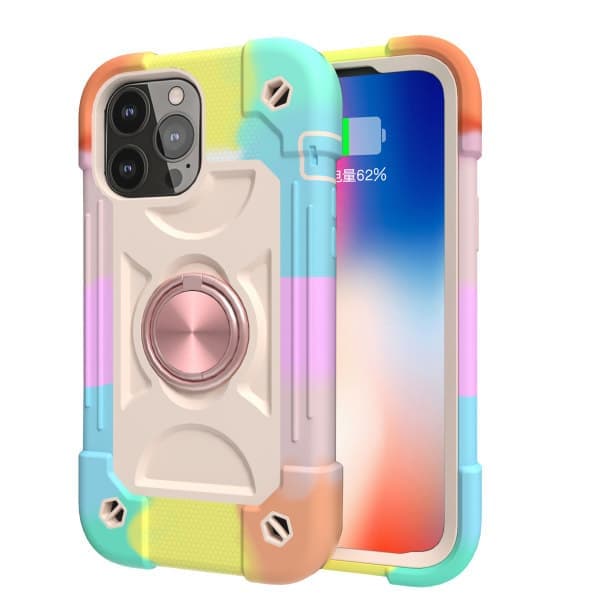 CDQ Compatible with iPhone 14/13 Case 6.1in 360° (Rainbow Pink)
