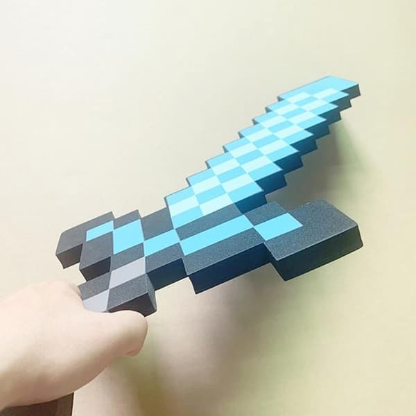 Perfekt Minecraft diamant sværd animationsrekvisit sværd legetøjsmodel 1 stk - Perfekt Blå