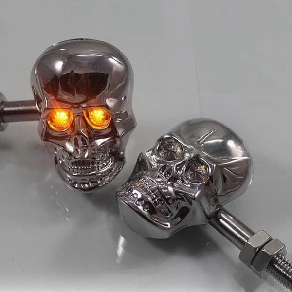 Harley Davidson Motorcykel Retro Skull LED Blinklys - Gul
