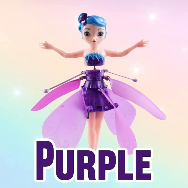 Lentävä keiju Lentävä prinsessanukke Magic infrapuna-induktioohjauslelu, maaginen lentävä piksilelu tytölle lelut lahjat Purple