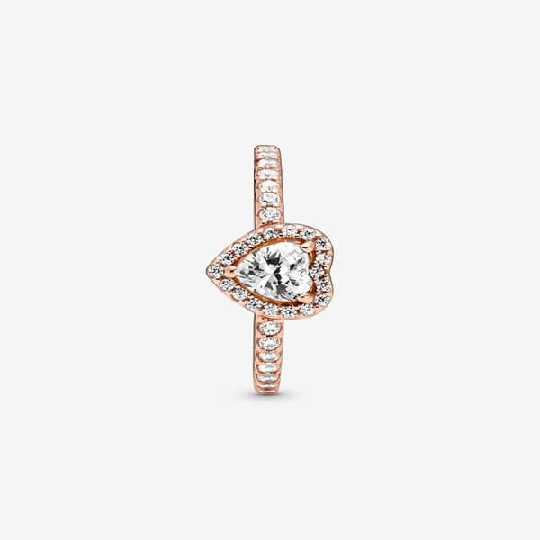 Pandora - Sparkling Elevated Heart Ring - 14k roséguldpläterad Circumference: 52mm