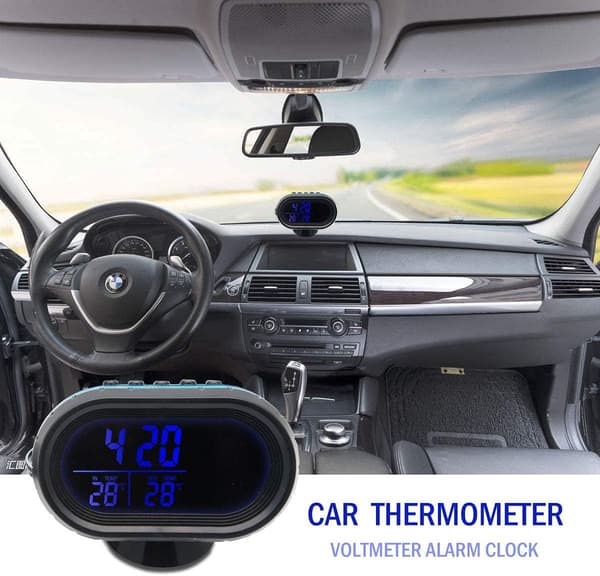 2-24V Multifunktionel LCD Elektronisk Biltermometer Temperatur Alarmur