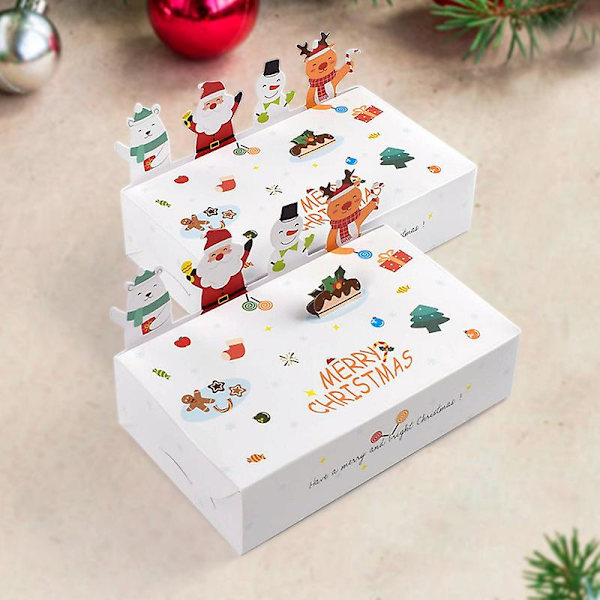 10 st Nya God Jul Kraftpapper Godis Presentask Cartoon Cookie Box White A