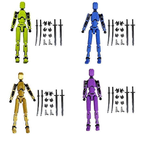 Lucky 13 Figurer Multi-leddet Bevægelig Robot 3D Printet Mannequin Robot Model Blue