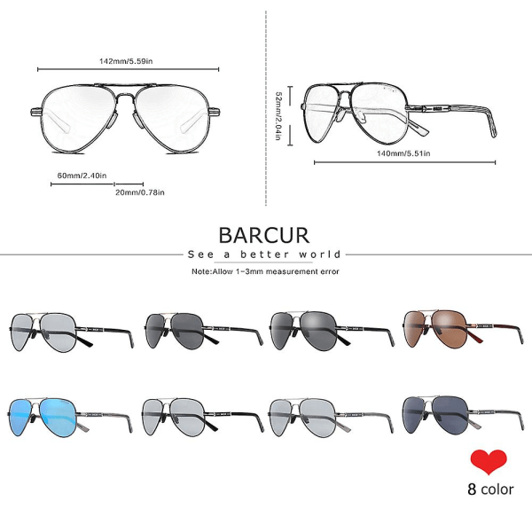 Barcur Polaroid aurinkolasit miehille Pilot aurinkolasit miehille lisävarusteet ajoon kalastukseen vaellukseen silmälasit Oculos Gafas De Sol Black Gray BARCUR Original