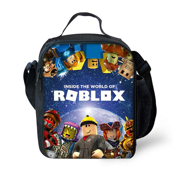 Roblox børneisoleret madkassepose til drenge og piger, genanvendelig madkasse er perfekt til picnicskole til varme eller kolde snacks og Bento-kasser B