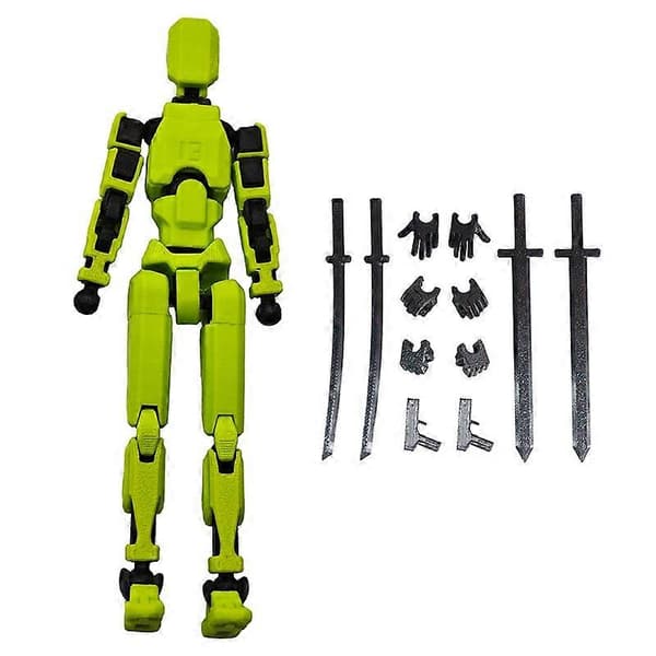 Lucky 13 Figurer Multi-leddet Bevægelig Robot 3D Printet Mannequin Robot Model Green