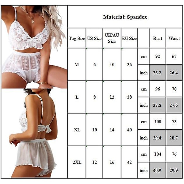 Kvinnors spetsnät genomskinlig behå trosor underkläder set 2XL