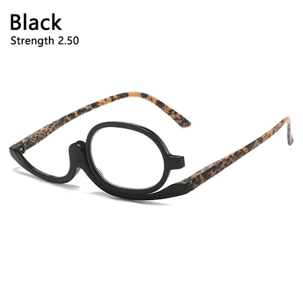Pyörivä meikkilukulasit Taittolasit MUSTA Musta Black Strength 2.50-Strength 2.50