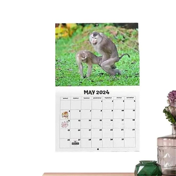 2024 Kalender Roliga Djur Månadsvis Veckovis Daglig Tidsplanering Väggkalender Hemmakontorsdekoration Gåvor