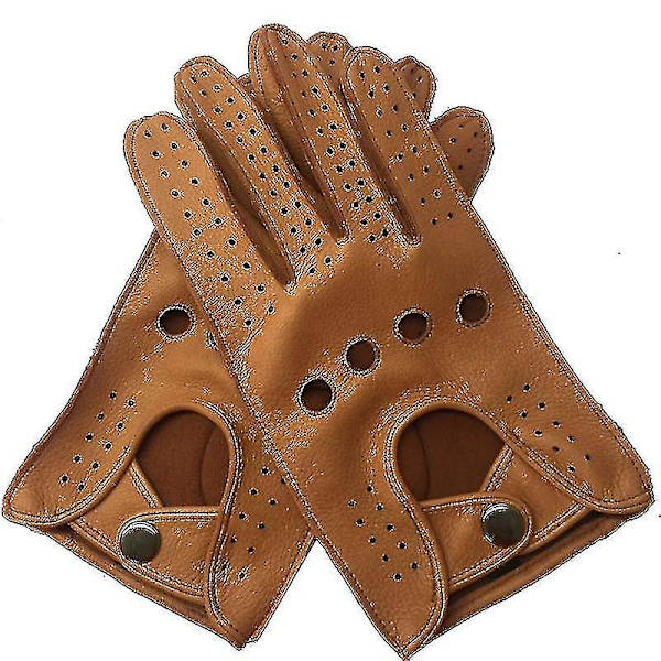 Fashion Herr Deerskin Handskar Körhandske Solid Vuxna Vantar Äkta Äkta Läder Yellow l