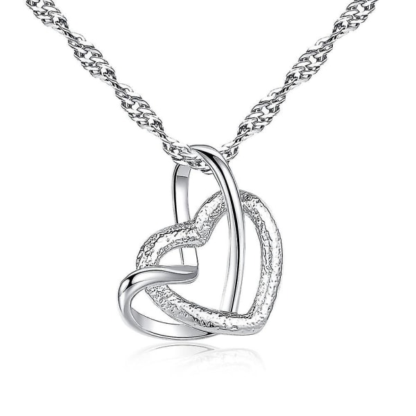 Winding Heart Pendant Halskæde Til Kvinder Elegant Lady Frosted Sølvfarve Collarbone Choker Charm Chain Fashion smykker