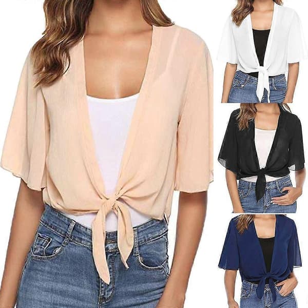 Ensfarget kortermet chiffonkjole for kvinner Bryllupskappe Myk chiffon Plus Size white S