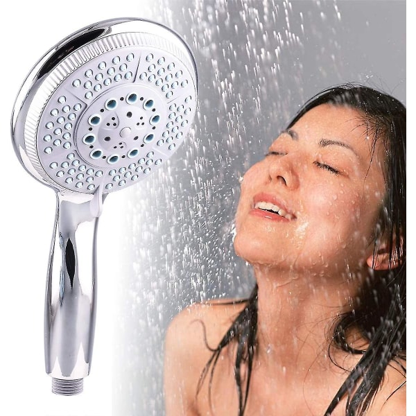 Korkeapaineiset suihkupäät, joissa 5 suihkutilaa säädettävä, tehokas suihkupää, suuri suihkupää, korvaava universal käsisuihkupää kylpyyn, 1