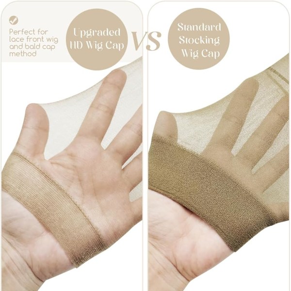 Parykkhette for blondefrontparykker, Parykkhette for å holde parykken på plass, Hårnett for parykker, Strømpeparykkhette for parykklaging, Beige, 12 stk black