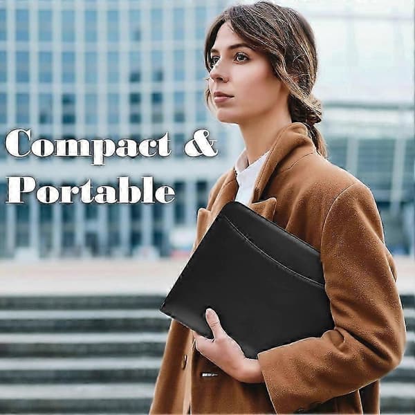 Læder Padfolio Portfolio Mappe Organizer, med 20 siders notesblok & 13\" tablet sleeve, til A4 mænd kvinder