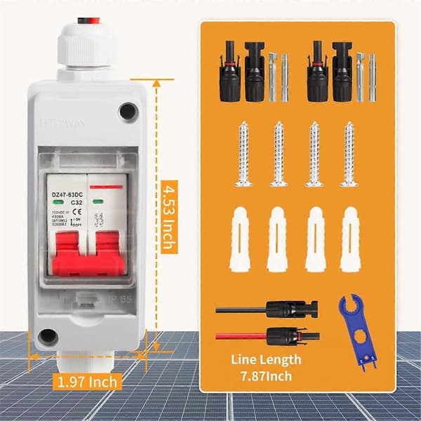 Solpanel Afbryder DC 500V Solcelleafbryderboks 32Amp IP65 Vandtæt Miniature Circ