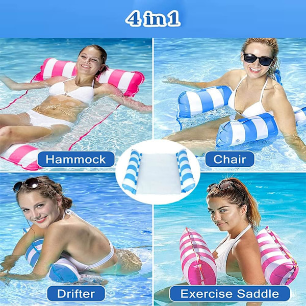 Simbassäng Float, 2 PCS 4 i 1 Pool Float, Uppblåsbar Flytande Hängmatta, Bärbar Strand Vatten Hängmatta, för Strand, Fest, Semester