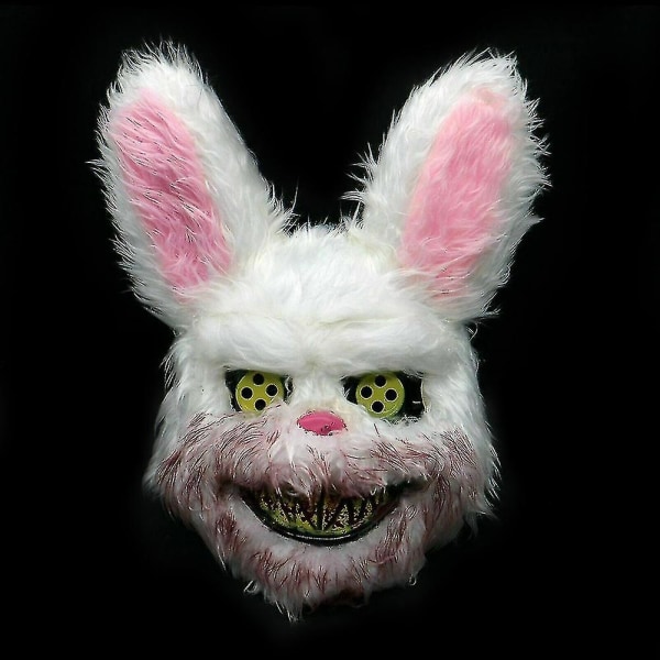 White Bunny Rabbit Blodig Maske Uhyggelig Skræmmende til Halloween fest kostumer Cosplay
