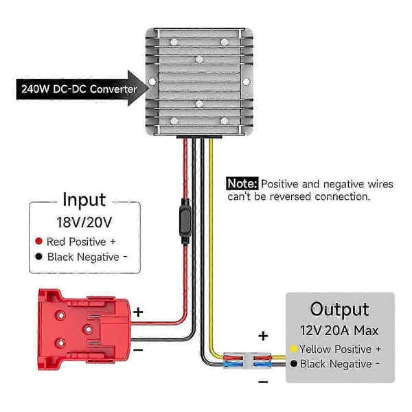 2-pack 18V till 12V Step Down-omvandlare, 20A 240W DC-strömadapter för åkleksaker, Buck Converter-modul Som visas