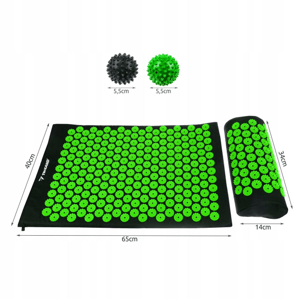 TG-sett med piggmatte og massasjeboller Grønn