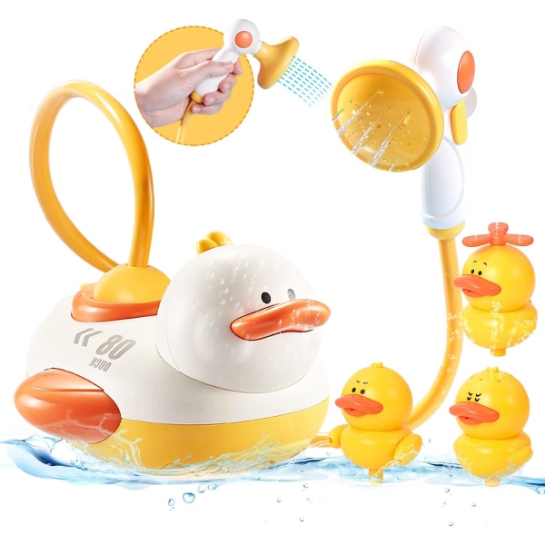 Badleksaker Automatisk leksak 3st olika sprutande anka och 1st anka duschhuvud för bad