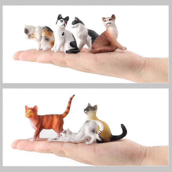 12 stk. Kattefigurer til børn Simulation Mini Hunde Katte Modeller 12pcs cat