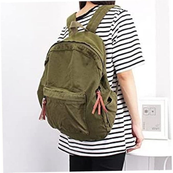 Student Satchel - Canvas Denim Reise Ryggsekk For College, Skole, Jenter Og Gutter (army Green, 1pc)