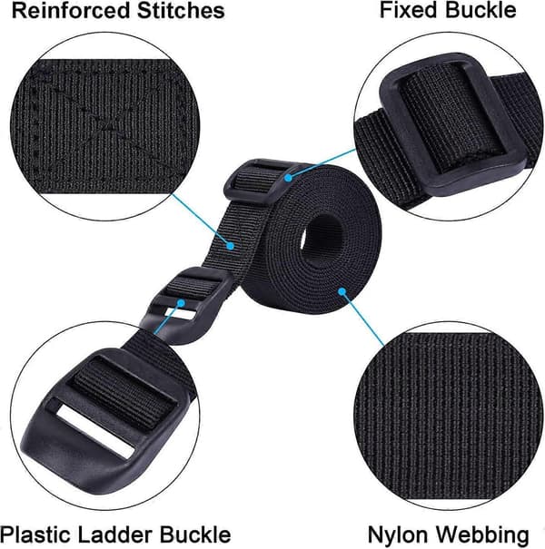 Wisdompro Sovsäcksrem 2-pack kraftig rem för ryggsäck, sovsäckskompression, bagage, camping, vandring med plastspänne