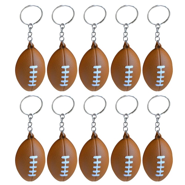 10 kpl Amerikkalaisen jalkapallon avaimenperät Rugby Pu avaimenperät matkamuistoja riipukset lelut lapsille (ruskea)