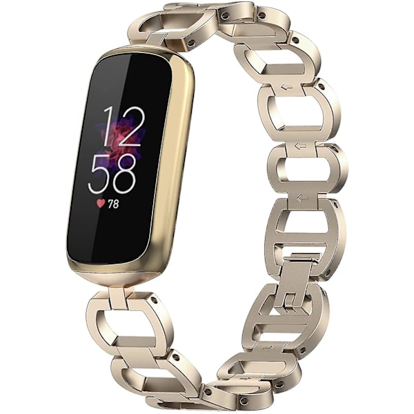Kompatibel med Fitbit Luxe-rem til kvinder, justerbar rustfrit stål-lænke, metalur, D-formet armbåndsrem, tilbehør til Fitbit Luxe