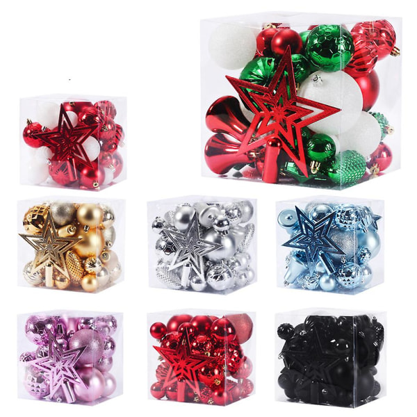 Sprängsäker julkulsprydnader Set Presentpaket för julgransdekoration (45 st) black