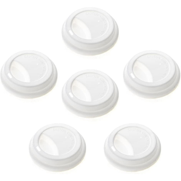 6 stk. silikone drikkekop låg, genanvendelige kaffekop låg (d-b2) White