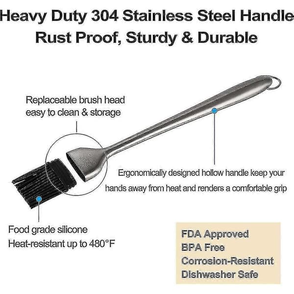 2st Högvärmebeständig Nonstick-borste Stark Rostfri Stålborste