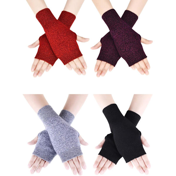 4 par cashmere varme fingerløse handsker