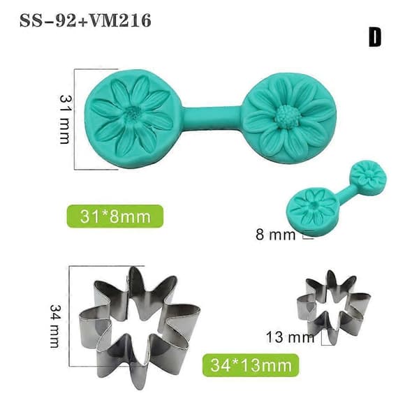 Bladform Blad Silikoneform Blomst Rustfrit Stål Skæreform Chokolade Blommeform D