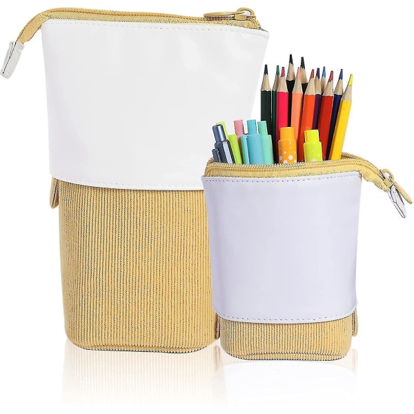 Pop-up blyant Udtrækkeligt stativ brevpapiræske Pu fløjlsbuk lodret transformatortaske Farverig opbevaringstaske Perfekt til studerende kvinders forårsmakeup
