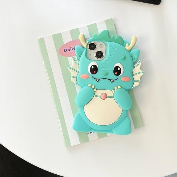 Sött 3D Drakon Silikone Etui Kompatibelt med iPhone 15[JUN]