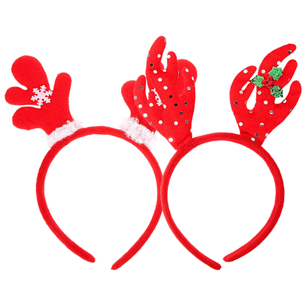 2 stk Søte Julehjort Hodebånd Skinnende Sekvens Hår Hårtilbehør Red 23.5x11.5cm