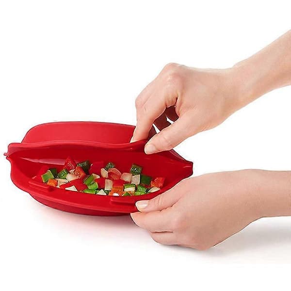 2-pakning silikonomelettmaker, mikrobølgeovn non-stick omelettmaker eggroll bakeform omelettverktøy Red