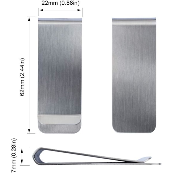 Pakke med rustfrie stålklips for sedler og kort - Minimalisme - Supertynn og holdbar, sølv