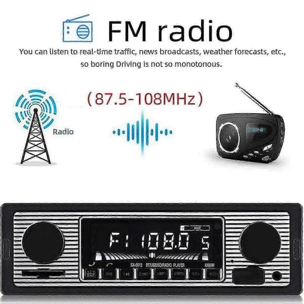 1 DIN bilstereo med Bluetooth USB/AUX/FM MP3-spiller for ettermontering