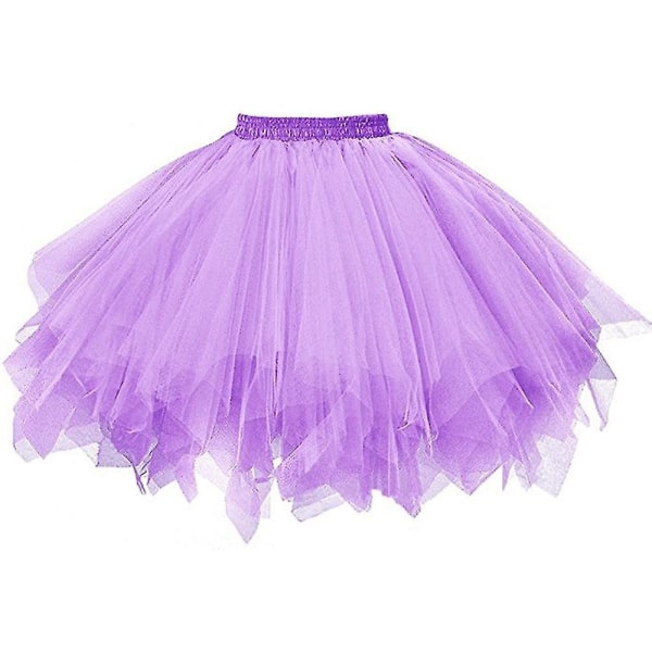 Skirt Women Mesh Tulle Princess Elastic Adult Short Tutu Dancing Purple