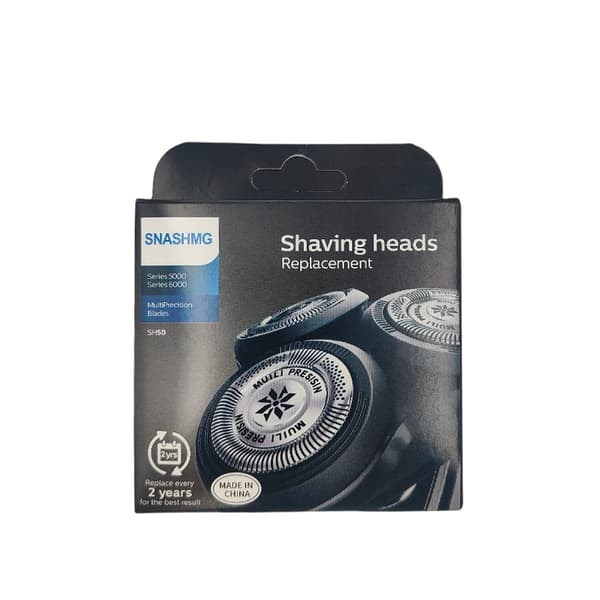 Philips SH50/50 Shaving Heads, compatible with Series 5000 and 6000 shavers, optimal performance, self-sharpening, 3 blades, model SH50/50, replace w