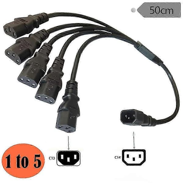 50 cm C14 till 3 C13-portar Strömfördelningskabel för serverrack UPS One for three