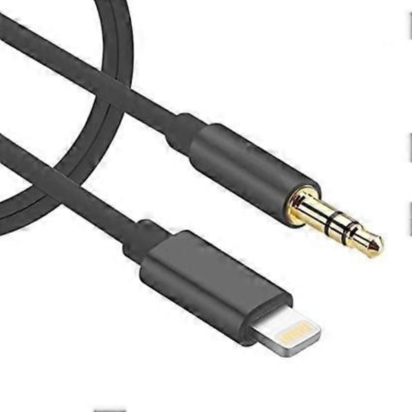 Lightning til Aux 3,5 mm lydkabel, 1 m - sort