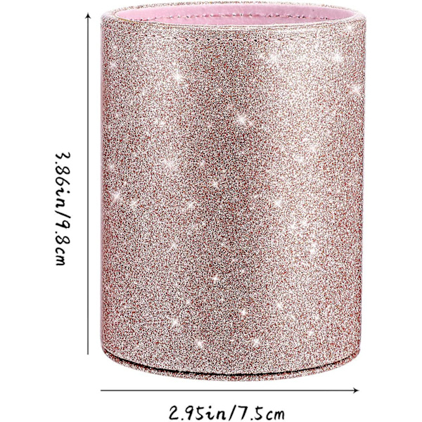 Glitter PU Läder Pennhållare Glänsande Lyx Makeup Borsthållare Kopp Organizer Present