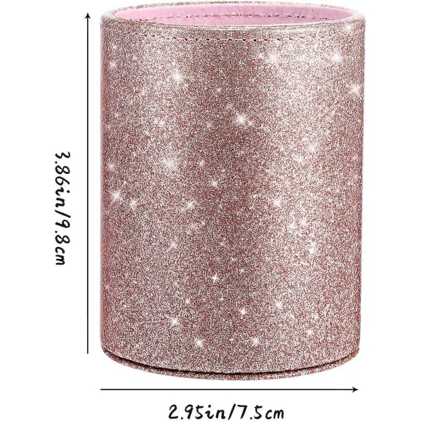 Glitter PU skinn pennholder skinnende luksus sminkebørsteholder kopp arrangør gave