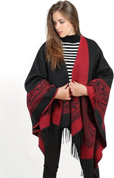 Vinrød Firkantet Dame Vinterkappe - Elegant & Varm[JUN]